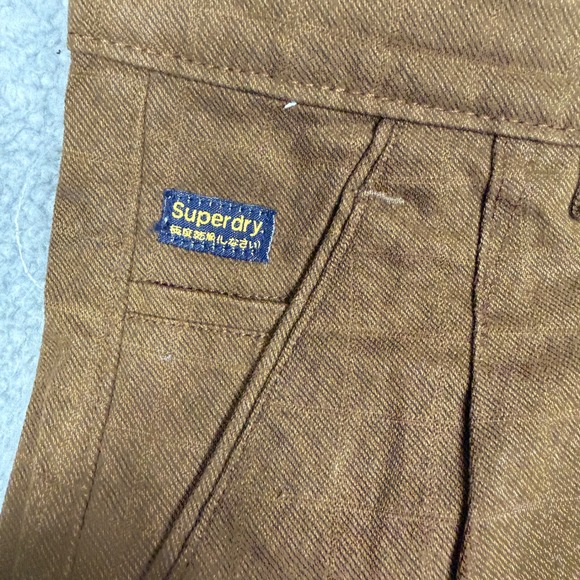 Superdry Mens Brown Pleated Chinos Pants Classic Fit Chino Trousers 34 - Picture 3 of 13